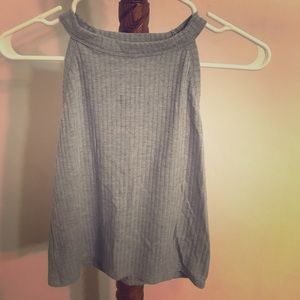 Neck-high grey tank top (crop top)
